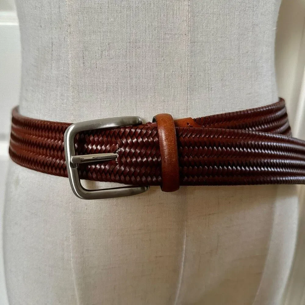 Italian leather Woven Stretch Leather Belt